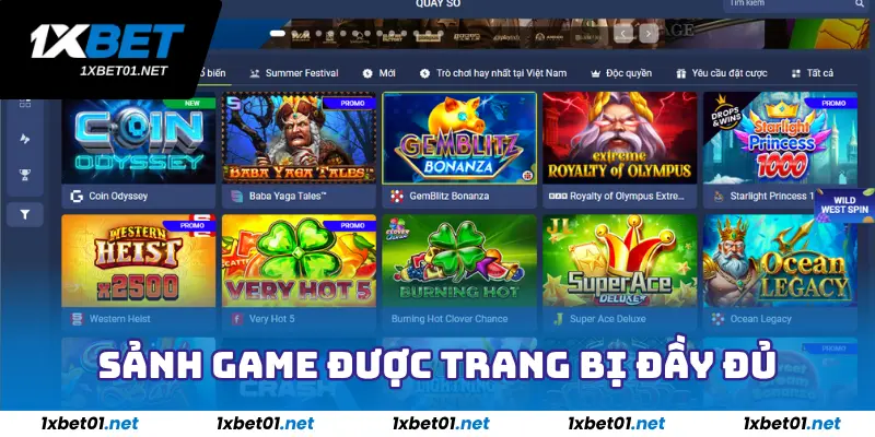 Sảnh game được trang bị đầy đủ những thứ tốt nhất
